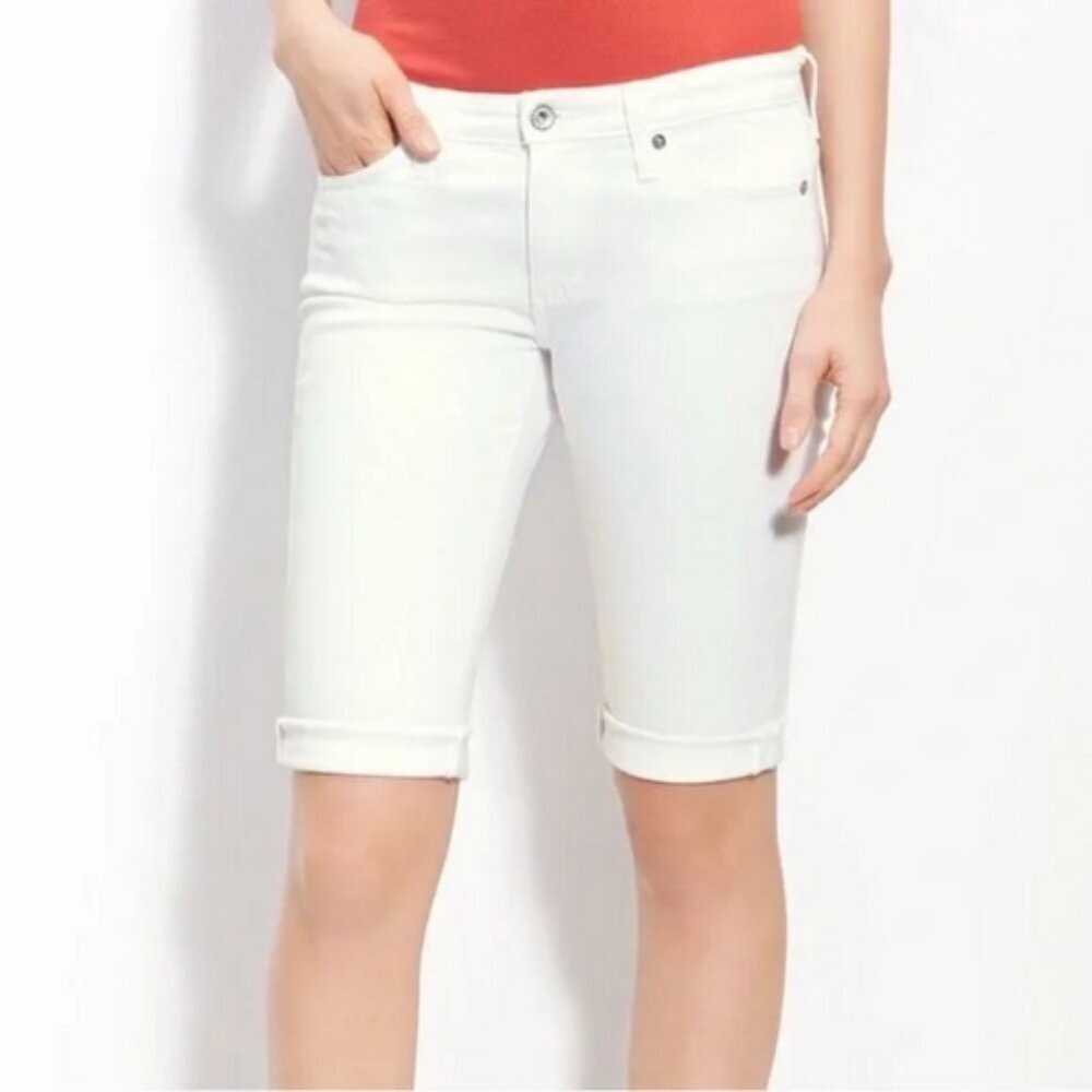 AG ADRIANO GOLDSCHMIED The Malibu Bermuda Length Shorts White Denim 27
